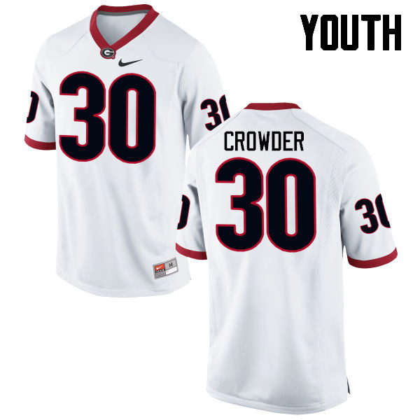 Youth Georgia Bulldogs #30 Tae Crowder College Football Jerseys-White